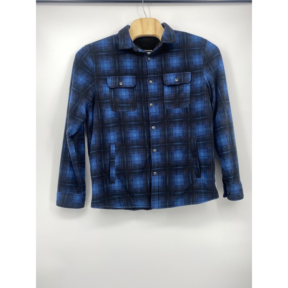 Urban Pipeline Sherpa Lined Flannel Shirt Jacket Mens Large Blue Plaid Fleece L